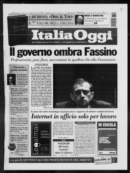 Italia oggi : quotidiano di economia finanza e politica